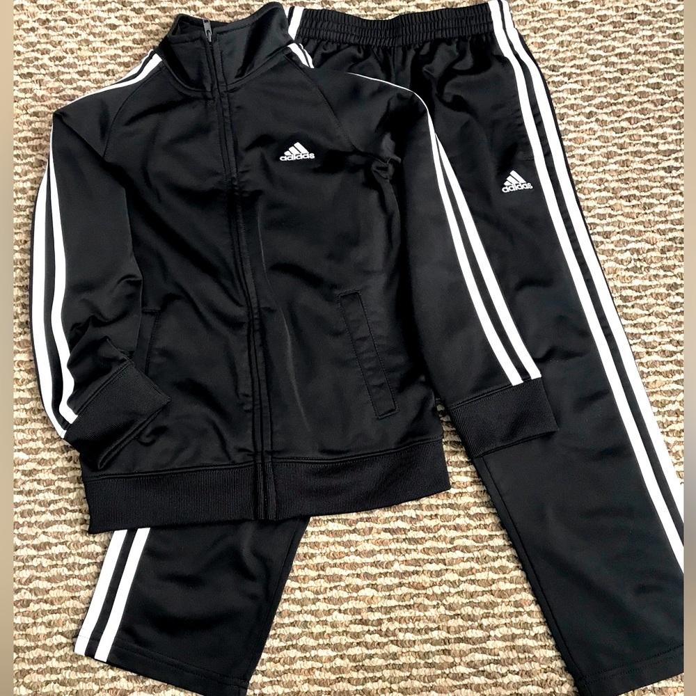 Adidas Youth Black track suit - jacket and pants Size 7